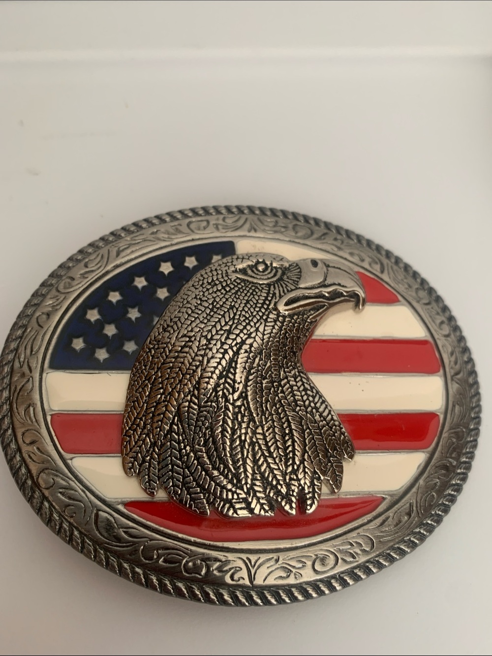 Patriotic Eagle Belt Buckle - Red, White & Blue